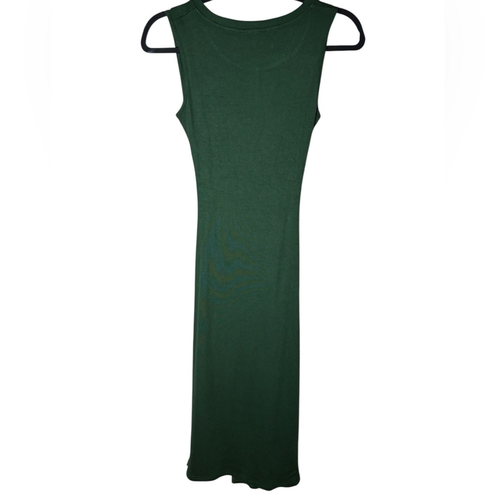 Green Ribbed Twist Front Cutout Midi Dress Size Small Bodycon Vacation - Picture 7 of 14